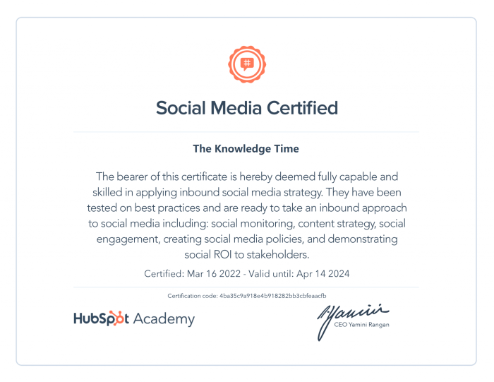 Hubspot social media certification answers