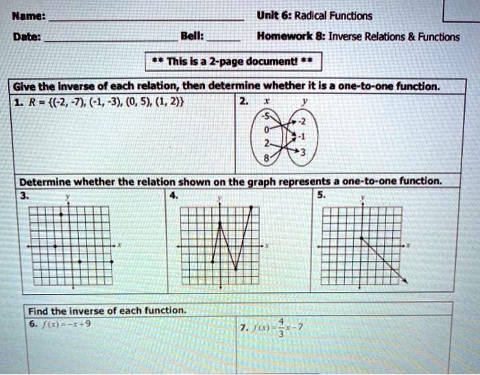 Unit 6 radical functions answer key