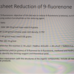 Reduction of 9 fluorenone lab report